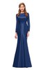 ColsBM Kenzie Dark Blue Bridesmaid Dresses Trumpet Lace Bateau Long Sleeve Floor Length Mature