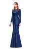 ColsBM Kenzie Dark Blue Bridesmaid Dresses Trumpet Lace Bateau Long Sleeve Floor Length Mature