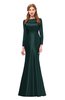ColsBM Kenzie Dark Green Bridesmaid Dresses Trumpet Lace Bateau Long Sleeve Floor Length Mature