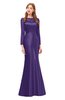 ColsBM Kenzie Dark Purple Bridesmaid Dresses Trumpet Lace Bateau Long Sleeve Floor Length Mature