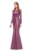 ColsBM Kenzie Dusty Lavender Bridesmaid Dresses Trumpet Lace Bateau Long Sleeve Floor Length Mature