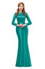 ColsBM Kenzie Emerald Green Bridesmaid Dresses Trumpet Lace Bateau Long Sleeve Floor Length Mature