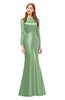 ColsBM Kenzie Fair Green Bridesmaid Dresses Trumpet Lace Bateau Long Sleeve Floor Length Mature