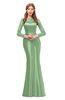 ColsBM Kenzie Fair Green Bridesmaid Dresses Trumpet Lace Bateau Long Sleeve Floor Length Mature