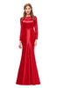 ColsBM Kenzie Fiery Red Bridesmaid Dresses Trumpet Lace Bateau Long Sleeve Floor Length Mature