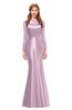 ColsBM Kenzie Fragrant Lilac Bridesmaid Dresses Trumpet Lace Bateau Long Sleeve Floor Length Mature