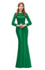 ColsBM Kenzie Green Bridesmaid Dresses Trumpet Lace Bateau Long Sleeve Floor Length Mature