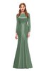 ColsBM Kenzie Hedge Green Bridesmaid Dresses Trumpet Lace Bateau Long Sleeve Floor Length Mature