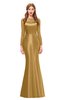 ColsBM Kenzie Honey Mustard Bridesmaid Dresses Trumpet Lace Bateau Long Sleeve Floor Length Mature