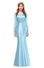 ColsBM Kenzie Ice Blue Bridesmaid Dresses Trumpet Lace Bateau Long Sleeve Floor Length Mature