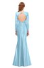 ColsBM Kenzie Ice Blue Bridesmaid Dresses Trumpet Lace Bateau Long Sleeve Floor Length Mature