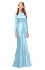 ColsBM Kenzie Ice Blue Bridesmaid Dresses Trumpet Lace Bateau Long Sleeve Floor Length Mature