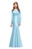ColsBM Kenzie Ice Blue Bridesmaid Dresses Trumpet Lace Bateau Long Sleeve Floor Length Mature