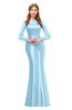 ColsBM Kenzie Ice Blue Bridesmaid Dresses Trumpet Lace Bateau Long Sleeve Floor Length Mature
