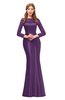 ColsBM Kenzie Imperial Purple Bridesmaid Dresses Trumpet Lace Bateau Long Sleeve Floor Length Mature