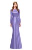 ColsBM Kenzie Lapis Purple Bridesmaid Dresses Trumpet Lace Bateau Long Sleeve Floor Length Mature