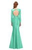 ColsBM Kenzie Mint Green Bridesmaid Dresses Trumpet Lace Bateau Long Sleeve Floor Length Mature