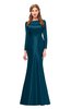 ColsBM Kenzie Moroccan Blue Bridesmaid Dresses Trumpet Lace Bateau Long Sleeve Floor Length Mature