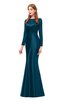 ColsBM Kenzie Moroccan Blue Bridesmaid Dresses Trumpet Lace Bateau Long Sleeve Floor Length Mature