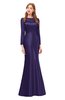 ColsBM Kenzie Mulberry Purple Bridesmaid Dresses Trumpet Lace Bateau Long Sleeve Floor Length Mature
