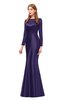 ColsBM Kenzie Mulberry Purple Bridesmaid Dresses Trumpet Lace Bateau Long Sleeve Floor Length Mature