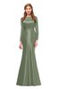 ColsBM Kenzie Oil Green Bridesmaid Dresses Trumpet Lace Bateau Long Sleeve Floor Length Mature