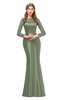 ColsBM Kenzie Oil Green Bridesmaid Dresses Trumpet Lace Bateau Long Sleeve Floor Length Mature