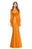 ColsBM Kenzie Orange Bridesmaid Dresses Trumpet Lace Bateau Long Sleeve Floor Length Mature