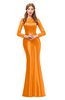 ColsBM Kenzie Orange Bridesmaid Dresses Trumpet Lace Bateau Long Sleeve Floor Length Mature