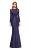 ColsBM Kenzie Orient Blue Bridesmaid Dresses Trumpet Lace Bateau Long Sleeve Floor Length Mature
