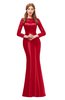 ColsBM Kenzie Red Bridesmaid Dresses Trumpet Lace Bateau Long Sleeve Floor Length Mature