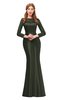 ColsBM Kenzie Rifle Green Bridesmaid Dresses Trumpet Lace Bateau Long Sleeve Floor Length Mature