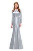 ColsBM Kenzie Silver Bridesmaid Dresses Trumpet Lace Bateau Long Sleeve Floor Length Mature