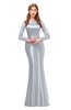 ColsBM Kenzie Silver Bridesmaid Dresses Trumpet Lace Bateau Long Sleeve Floor Length Mature
