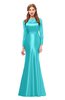 ColsBM Kenzie Turquoise Bridesmaid Dresses Trumpet Lace Bateau Long Sleeve Floor Length Mature