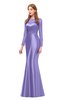 ColsBM Kenzie Violet Tulip Bridesmaid Dresses Trumpet Lace Bateau Long Sleeve Floor Length Mature