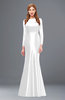 ColsBM Kenzie White Bridesmaid Dresses Trumpet Lace Bateau Long Sleeve Floor Length Mature
