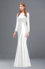 ColsBM Kenzie White Bridesmaid Dresses Trumpet Lace Bateau Long Sleeve Floor Length Mature