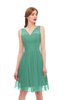 ColsBM Sage Beryl Green Bridesmaid Dresses Zip up Knee Length Cute Sleeveless V-neck Ruching