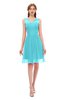 ColsBM Sage Blue Radiance Bridesmaid Dresses Zip up Knee Length Cute Sleeveless V-neck Ruching