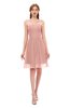 ColsBM Sage Coral Almond Bridesmaid Dresses Zip up Knee Length Cute Sleeveless V-neck Ruching