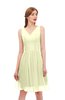 ColsBM Sage Cream Bridesmaid Dresses Zip up Knee Length Cute Sleeveless V-neck Ruching