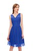 ColsBM Sage Electric Blue Bridesmaid Dresses Zip up Knee Length Cute Sleeveless V-neck Ruching