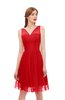 ColsBM Sage Flame Scarlet Bridesmaid Dresses Zip up Knee Length Cute Sleeveless V-neck Ruching