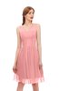ColsBM Sage Flamingo Pink Bridesmaid Dresses Zip up Knee Length Cute Sleeveless V-neck Ruching