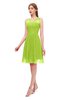 ColsBM Sage Green Glow Bridesmaid Dresses Zip up Knee Length Cute Sleeveless V-neck Ruching