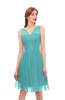 ColsBM Sage Lake Blue Bridesmaid Dresses Zip up Knee Length Cute Sleeveless V-neck Ruching