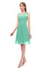 ColsBM Sage Lucite Green Bridesmaid Dresses Zip up Knee Length Cute Sleeveless V-neck Ruching