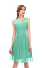 ColsBM Sage Lucite Green Bridesmaid Dresses Zip up Knee Length Cute Sleeveless V-neck Ruching