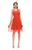ColsBM Sage Mandarin Red Bridesmaid Dresses Zip up Knee Length Cute Sleeveless V-neck Ruching